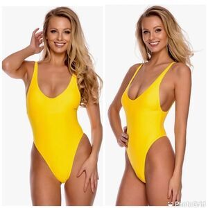 RELLECIGA High Cut Low Back One Piece Thong Swimsuit